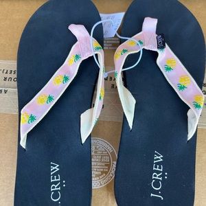 NWT J Crew Factory Embroidered Pink Blossom Pineapple flip-flops